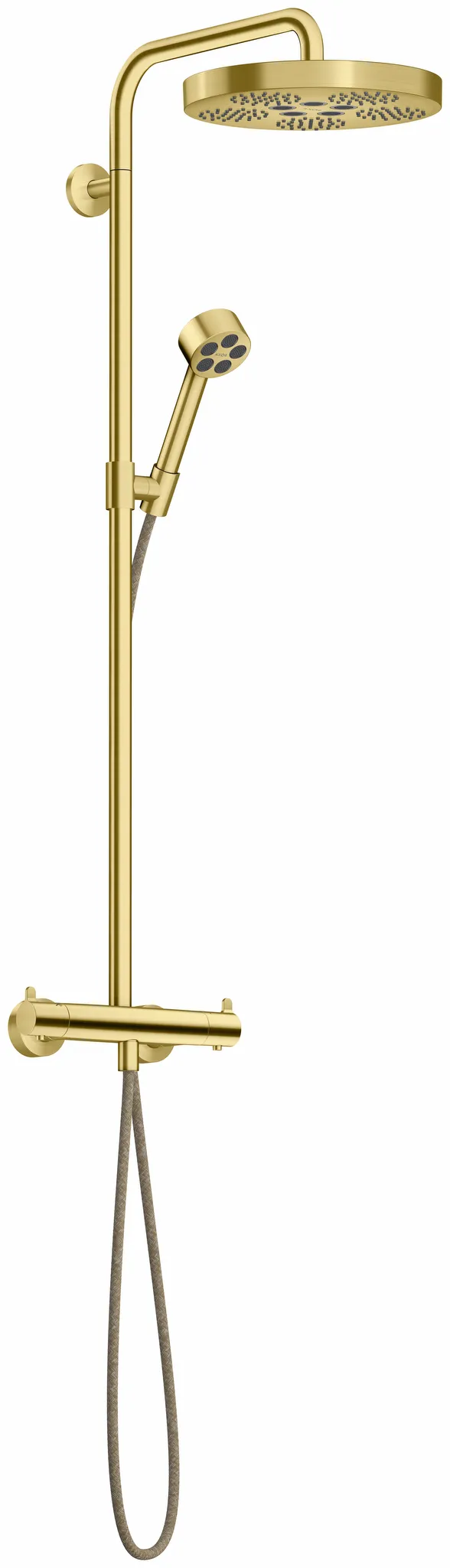 Hansgrohe AXOR One Showerpipe mit Thermostat und Kopfbrause 280 1jet EcoSmart, Brushed Brass