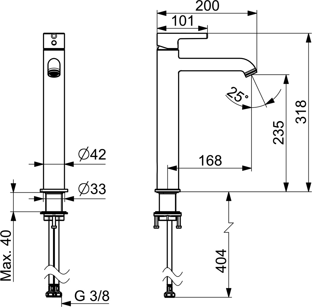 EHM Waschtischarmaturen hoch VANTIS Style 5447 Ausladung 168 mm Chrom