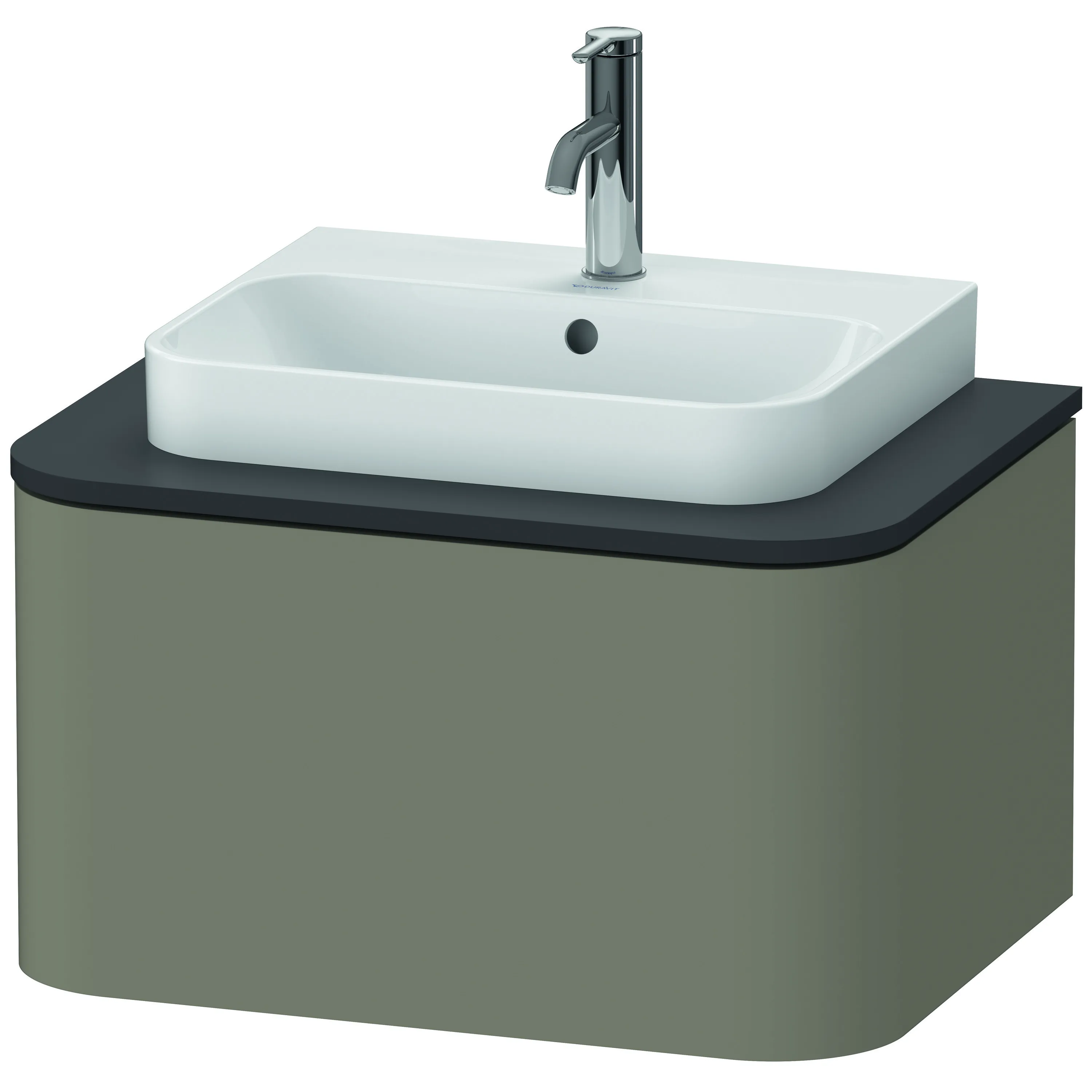 Duravit Waschtischunterschrank wandhängend „Happy D.2 Plus“ 65 × 35,4 × 48 cm Steingrau Seidenmatt