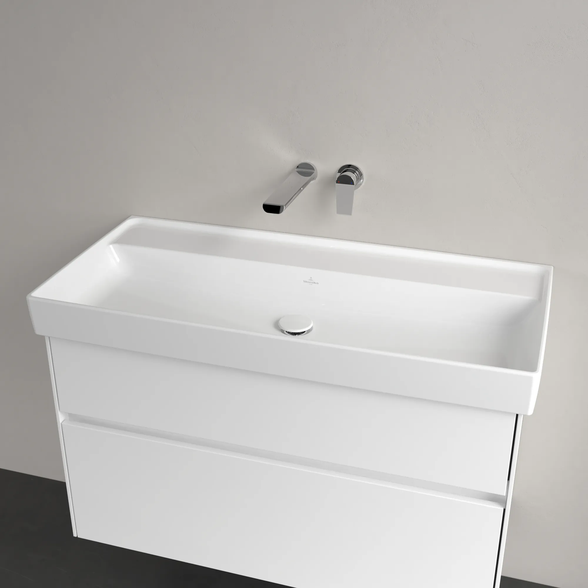 Villeroy & Boch Schrankwaschtisch aus TitanCeram „Collaro“ 1000 × 470 × 160 mm, ohne Hahnlochbohrung in Weiß Alpin Villeroy & Boch Schrankwaschtisch aus TitanCeram „Collaro“ 1000 × 470 × 160 mm, ohne Hahnlochbohrung in Weiß Alpin