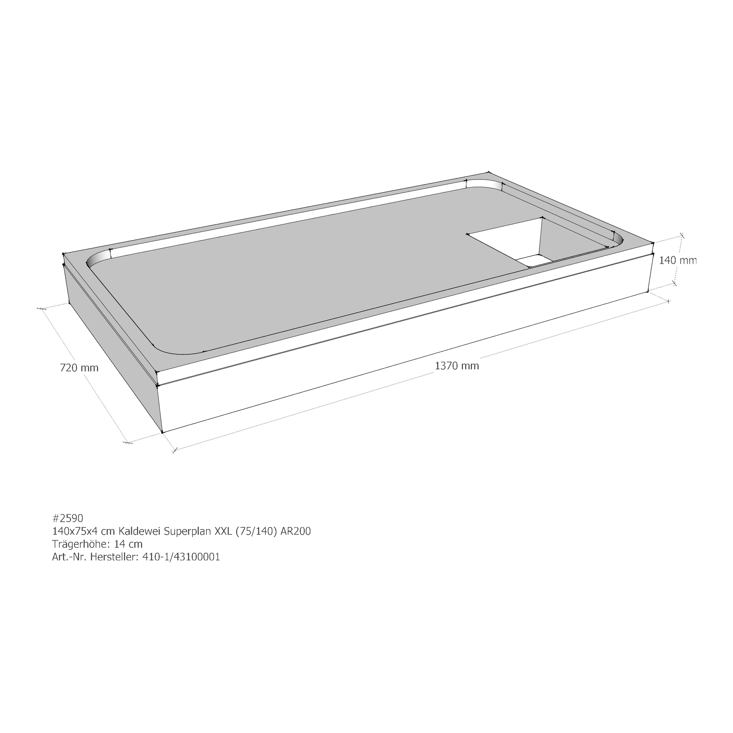 Duschwannenträger für Kaldewei Superplan XXL 140 × 75 × 4 cm Duschwannenträger für Kaldewei Superplan XXL 140 × 75 × 4 cm
