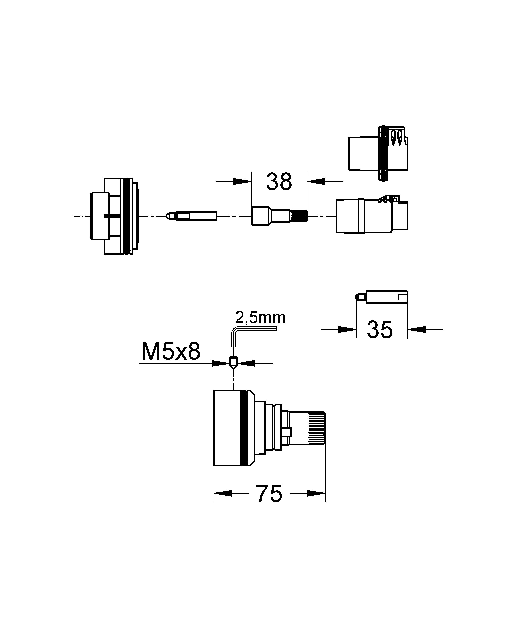 Verlängerungsset 47780, 27,5 mm, für Rapido T, für die Anwendung Zentral-Thermostat und Brause-Thermostat mit Absperrung