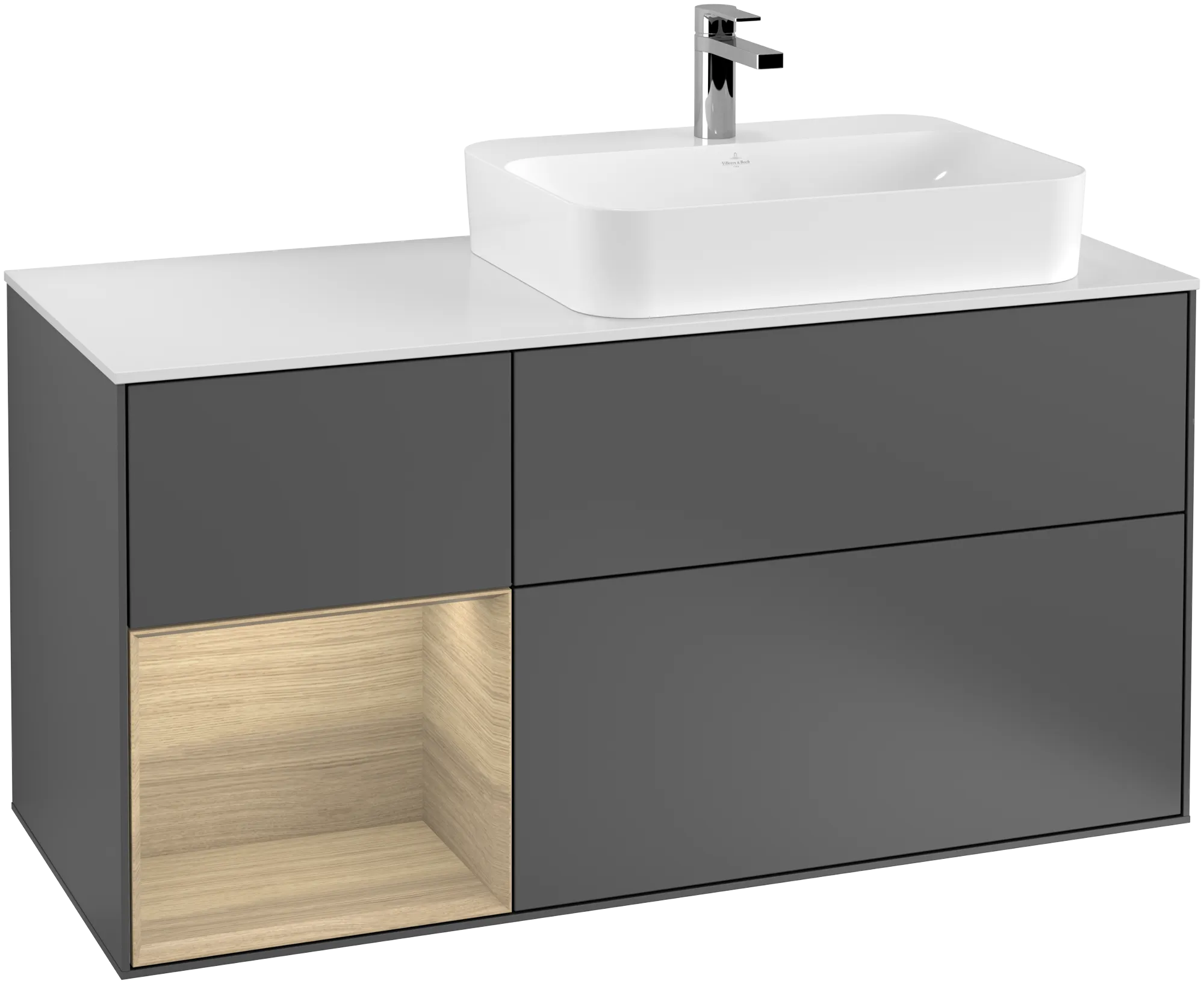 Villeroy & Boch Finion Waschbeckenunterschrank F39 1200x603x501mm Anthrazit/Eiche Weiß