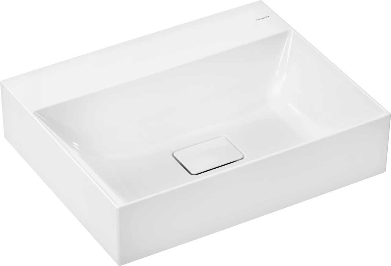 Hansgrohe Xevolos E Aufsatzwaschtisch, Keramik, weiß, 600x480 mm, 140 mm Höhe, ohne Hahnloch und Überlauf Hansgrohe Xevolos E Aufsatzwaschtisch, Keramik, weiß, 600x480 mm, 140 mm Höhe, ohne Hahnloch und Überlauf
