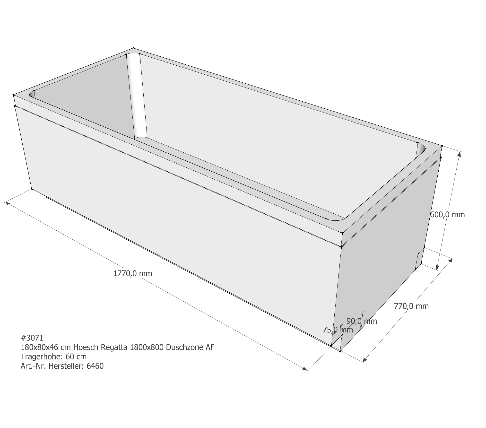 Badewannenträger passend für Hoesch Regatta 180 × 80 × 46 cm Badewannenträger passend für Hoesch Regatta 180 × 80 × 46 cm