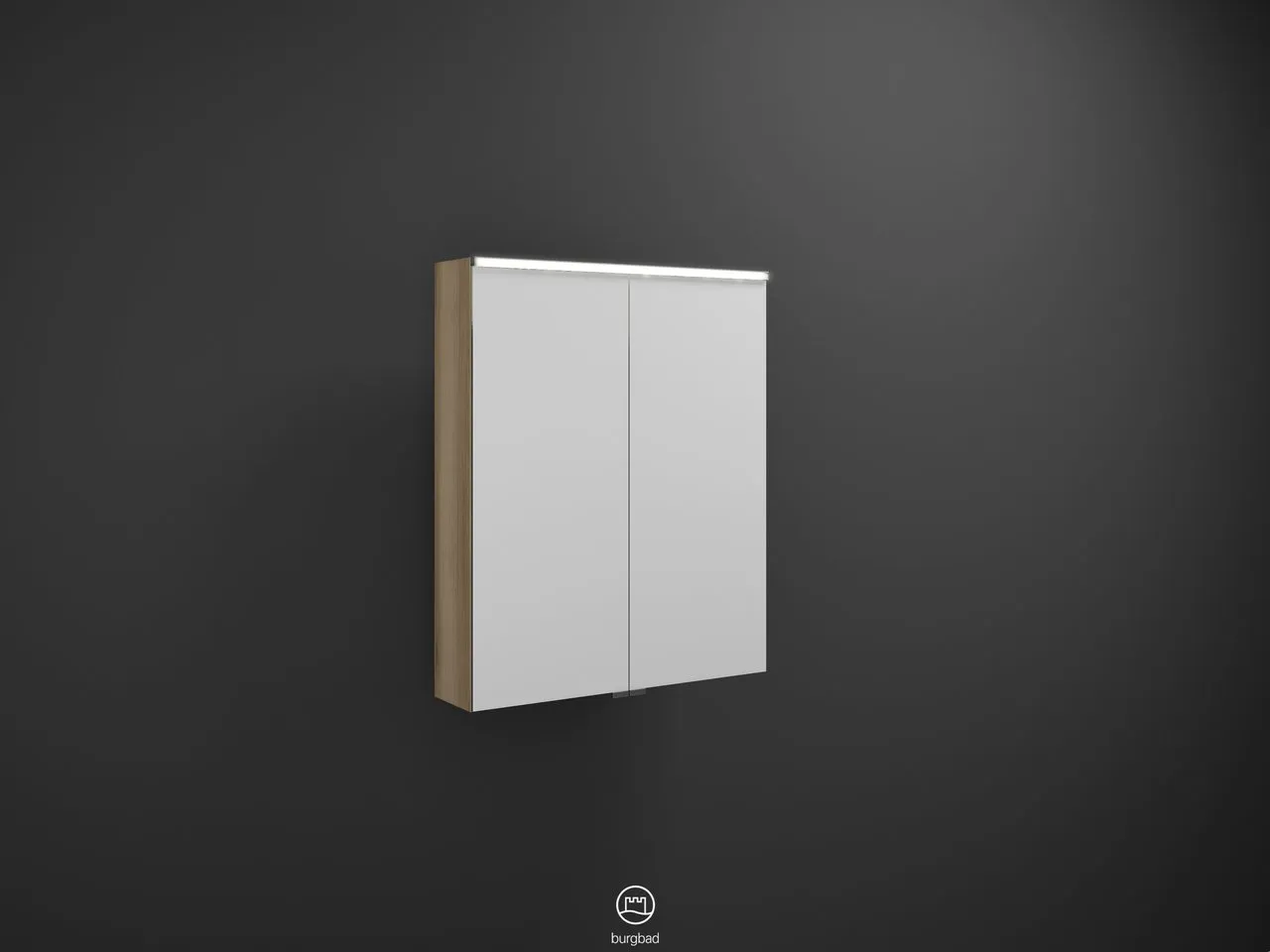 Spiegelschrank Eqio von burgbad - beidseitig verspiegelt, LED-Aufsatzleuchte 4250 K, 170 mm tief, 650 mm breit, 800 mm hoch Spiegelschrank Eqio von burgbad - beidseitig verspiegelt, LED-Aufsatzleuchte 4250 K, 170 mm tief, 650 mm breit, 800 mm hoch