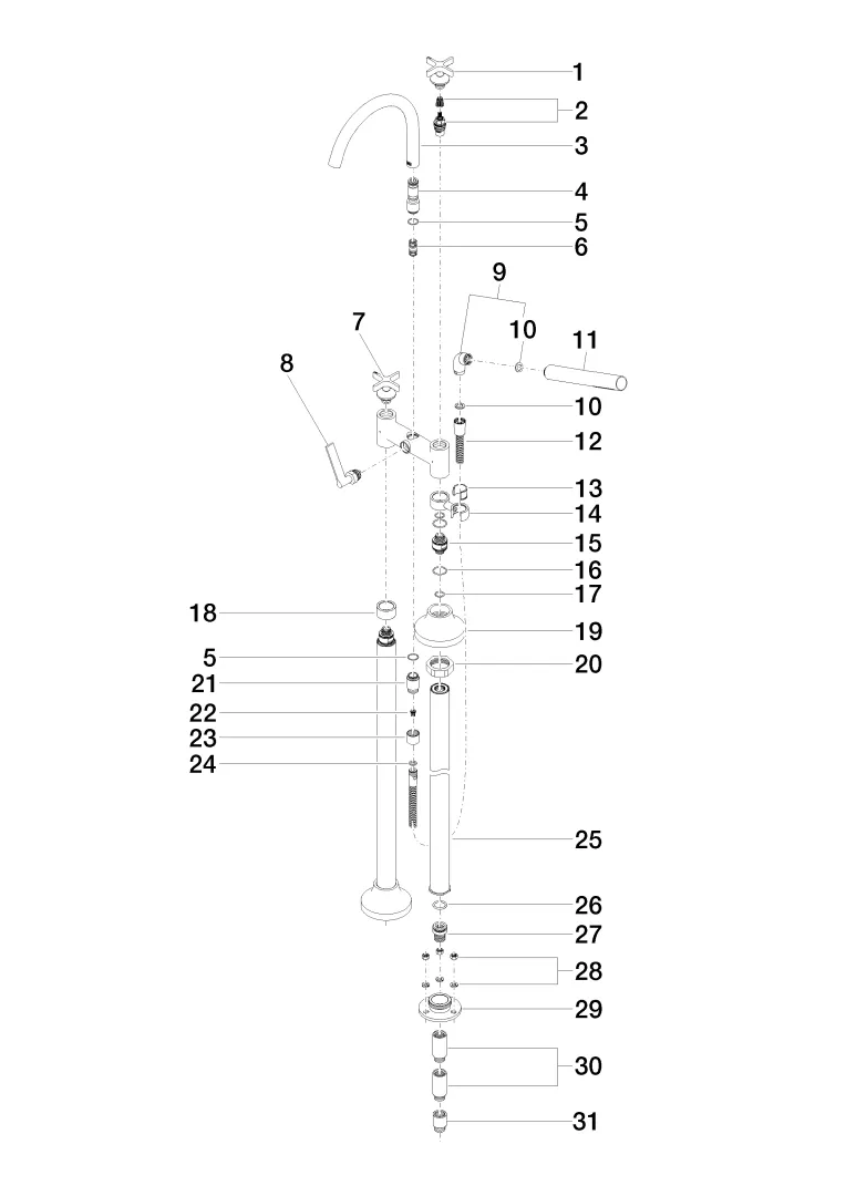 Wannen-Zweilochbatterie für freistehende Montage mit Handbrausegarnitur VAIA Chrom 25943809 Wannen-Zweilochbatterie für freistehende Montage mit Handbrausegarnitur VAIA Chrom 25943809