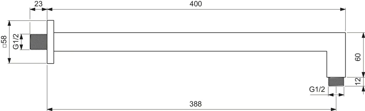 Wandanschluss Idealrain L-Arm 400mm Chrom