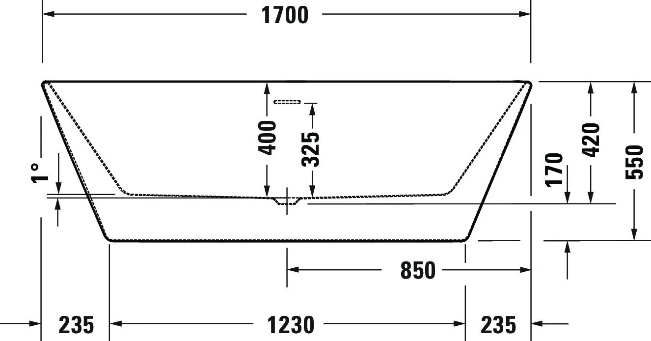 Duravit Badewanne „DuraMaty“ freistehend rechteck 170 × 80 cm