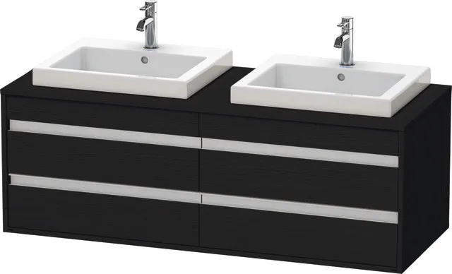 Duravit Waschtischunterschrank wandhängend „Ketho“ 140 × 49,6 × 55 cm Eiche Schwarz
