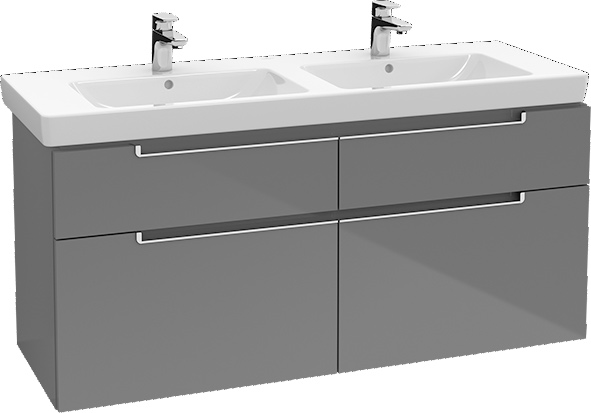 Villeroy & Boch Waschtischunterschrank „Subway 2.0“ 128,7 × 59 × 44,9 × 44,9 cm in Truffle Grey, mittig, ohne Beleuchtung
