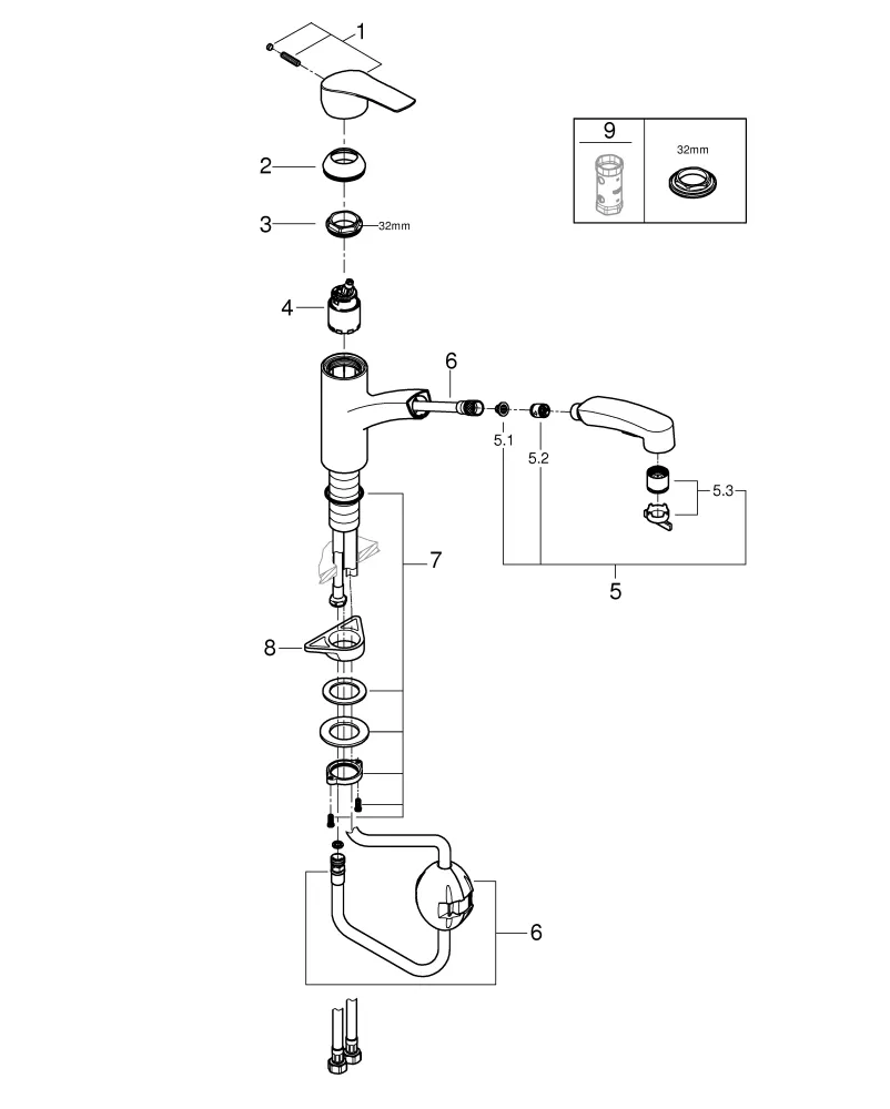Grohe Küchenarmatur „Eurosmart“ Ausladung 227 mm Grohe Küchenarmatur „Eurosmart“ Ausladung 227 mm