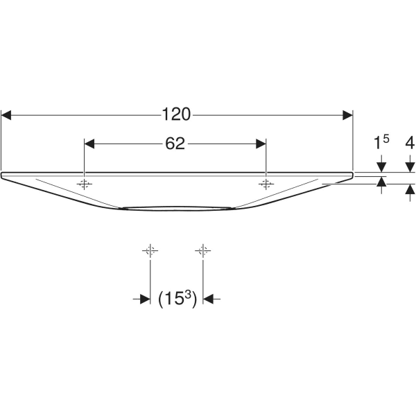 Wandwaschtisch „One“ mit horizontalem Ablauf, rechteckig 120 × 40 cm in weiß matt mit KeraTect® Wandwaschtisch „One“ mit horizontalem Ablauf, rechteckig 120 × 40 cm in weiß matt mit KeraTect®