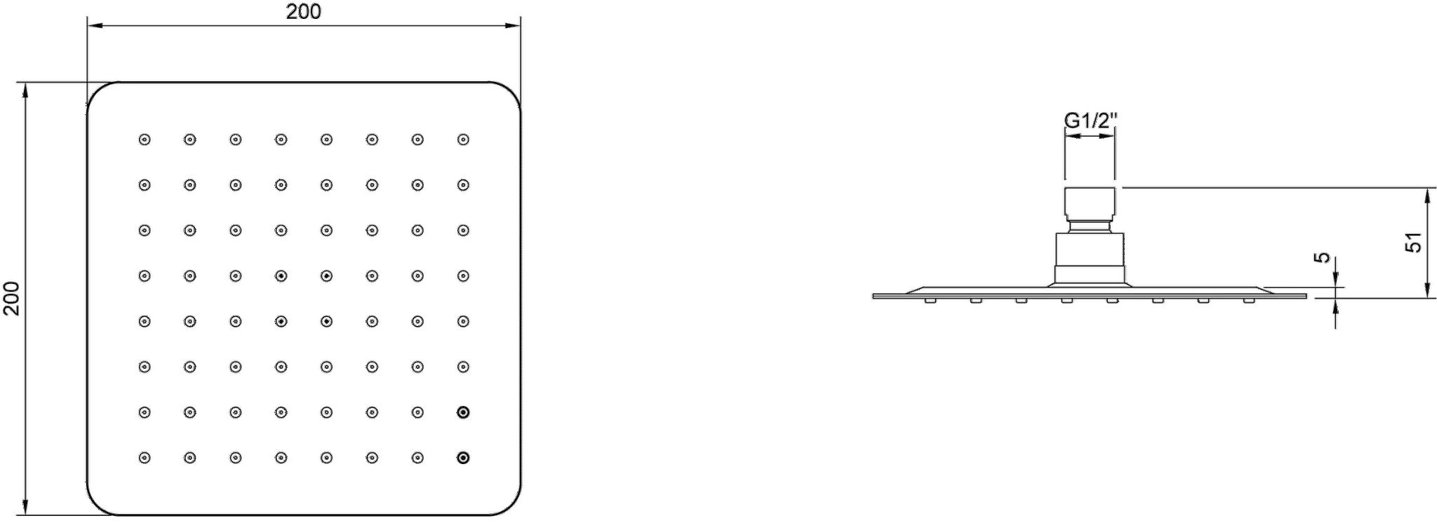 Duschkopf TVC00040220061, quadratisch 20 cm in Chrom Duschkopf TVC00040220061, quadratisch 20 cm in Chrom