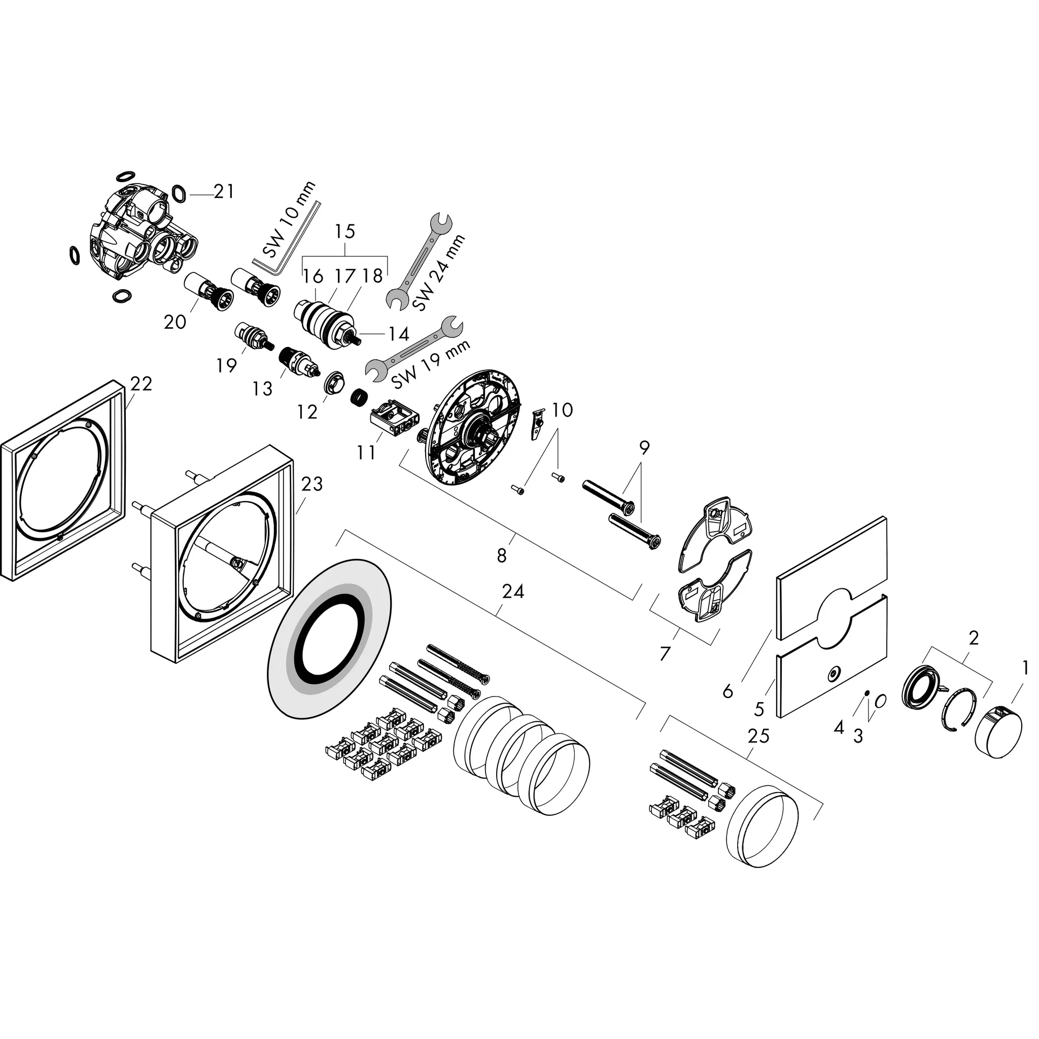 ShowerSelect Comfort E Thermostat Unterputz für 1 Verbraucher und einen zusätzlichen Abgang Chrom