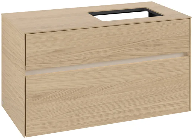 Villeroy & Boch Waschtischunterschrank „Collaro“ 1000 × 548 × 500 mm Nordic Oak, mit Beleuchtung, für Becken rechts