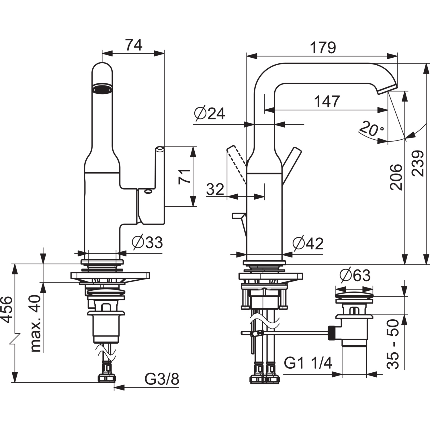 Einhand-Waschtischarmatur mit Zugstange „Vantis Style“ Ausladung 147 mm in Chrom Einhand-Waschtischarmatur mit Zugstange „Vantis Style“ Ausladung 147 mm in Chrom
