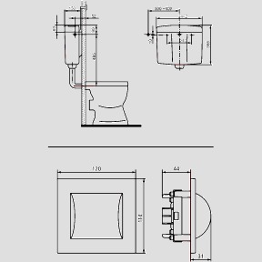 Spülkasten 926 mit WC-Handdrücker pneumatisch, weiß, 1V