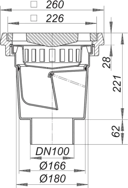 Hof- und Parkdeckablauf 606.1, DN 100 Hof- und Parkdeckablauf 606.1, DN 100
