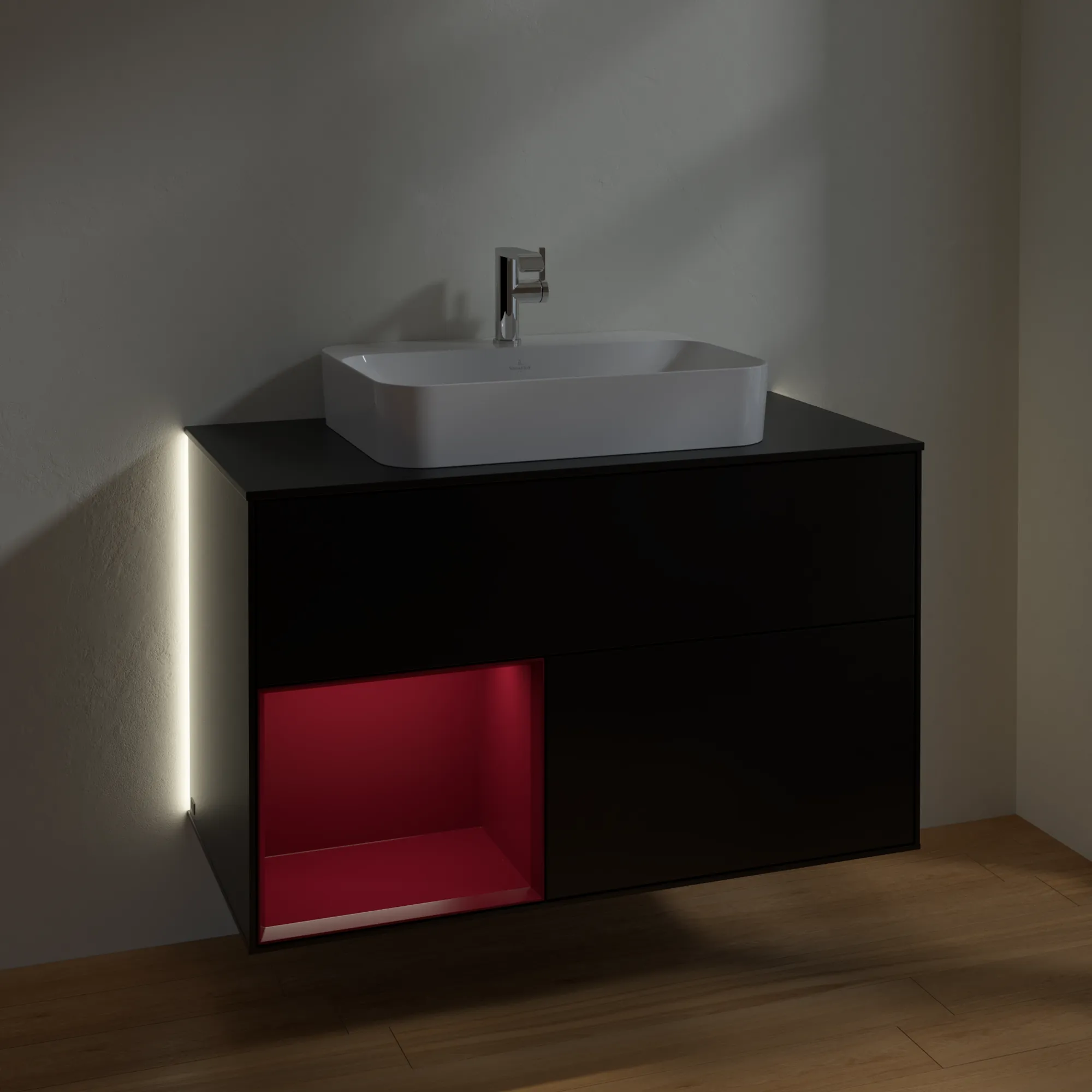 Villeroy & Boch Waschbeckenunterschrank Finion G36, 1000x603x501 mm, Black Matt Lacquer, mit Beleuchtung und Push-to-open Funktion Villeroy & Boch Waschbeckenunterschrank Finion G36, 1000x603x501 mm, Black Matt Lacquer, mit Beleuchtung und Push-to-open Funktion