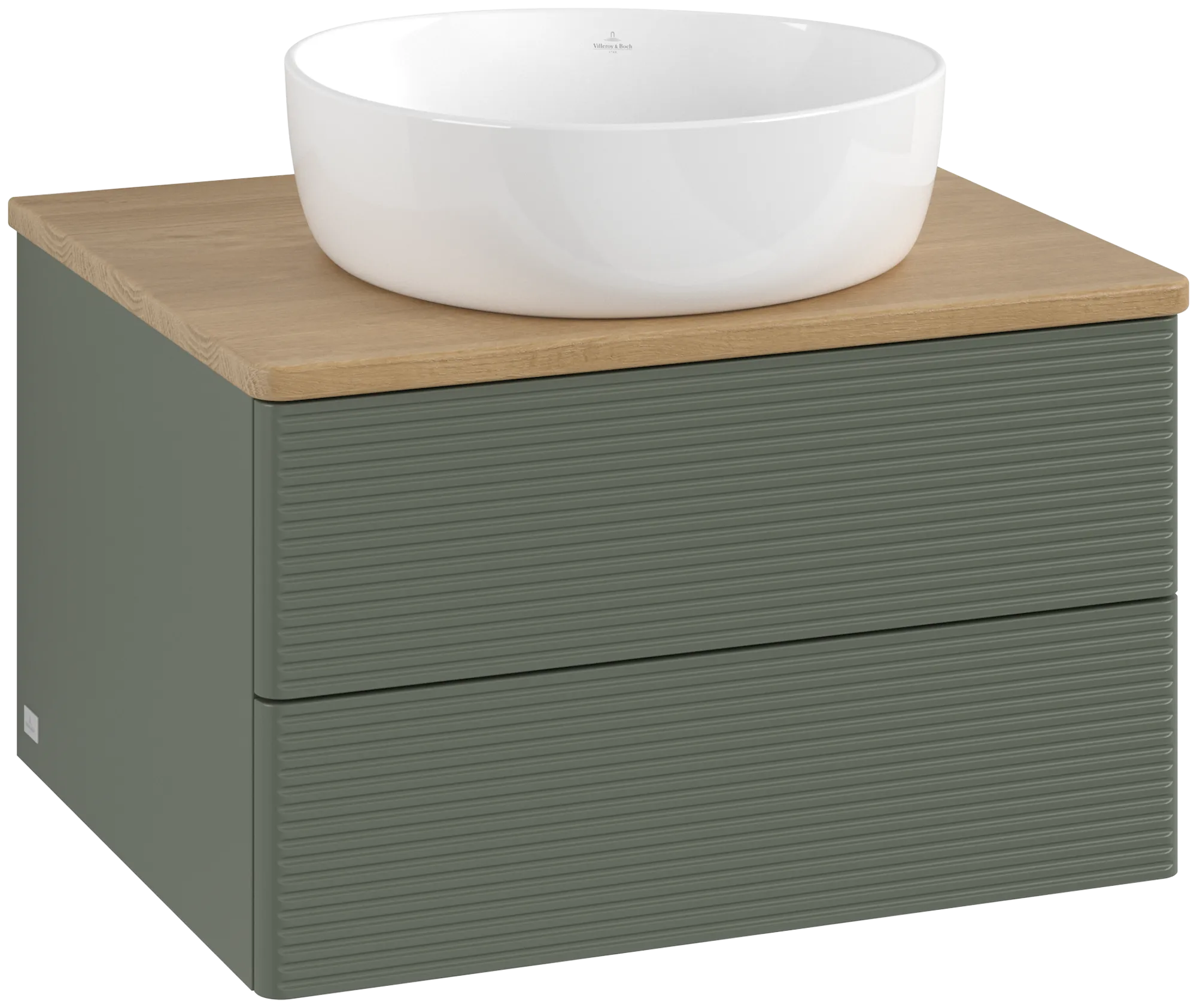 Villeroy & Boch Antao Waschbeckenunterschrank K18_1, 600x360x500 mm, Leaf Green Matt Lacquer / Honey Oak