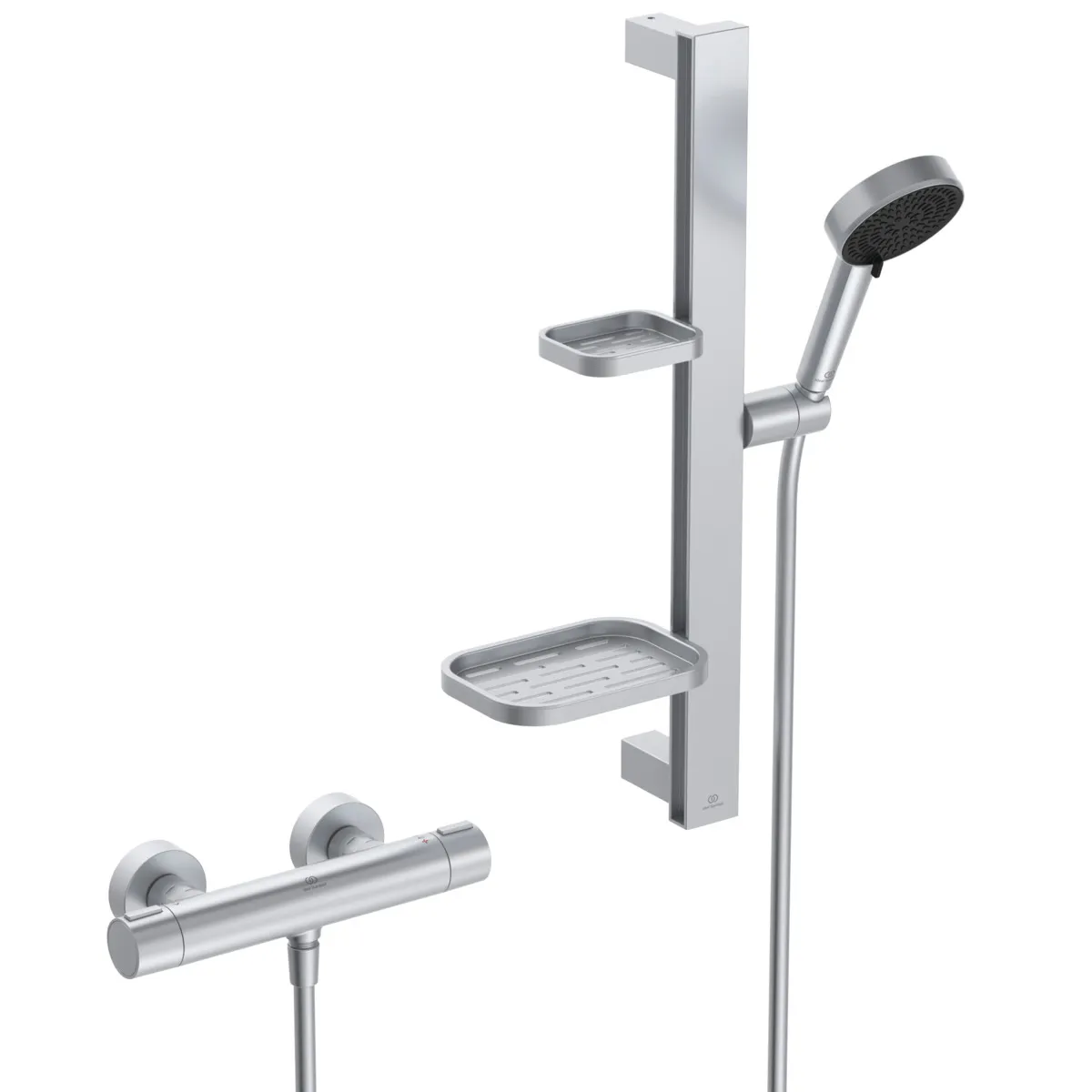 Gleitstangekombination „Ceratherm Alu“, Befestigung verdeckt in Silver Gleitstangekombination „Ceratherm Alu“, Befestigung verdeckt in Silver