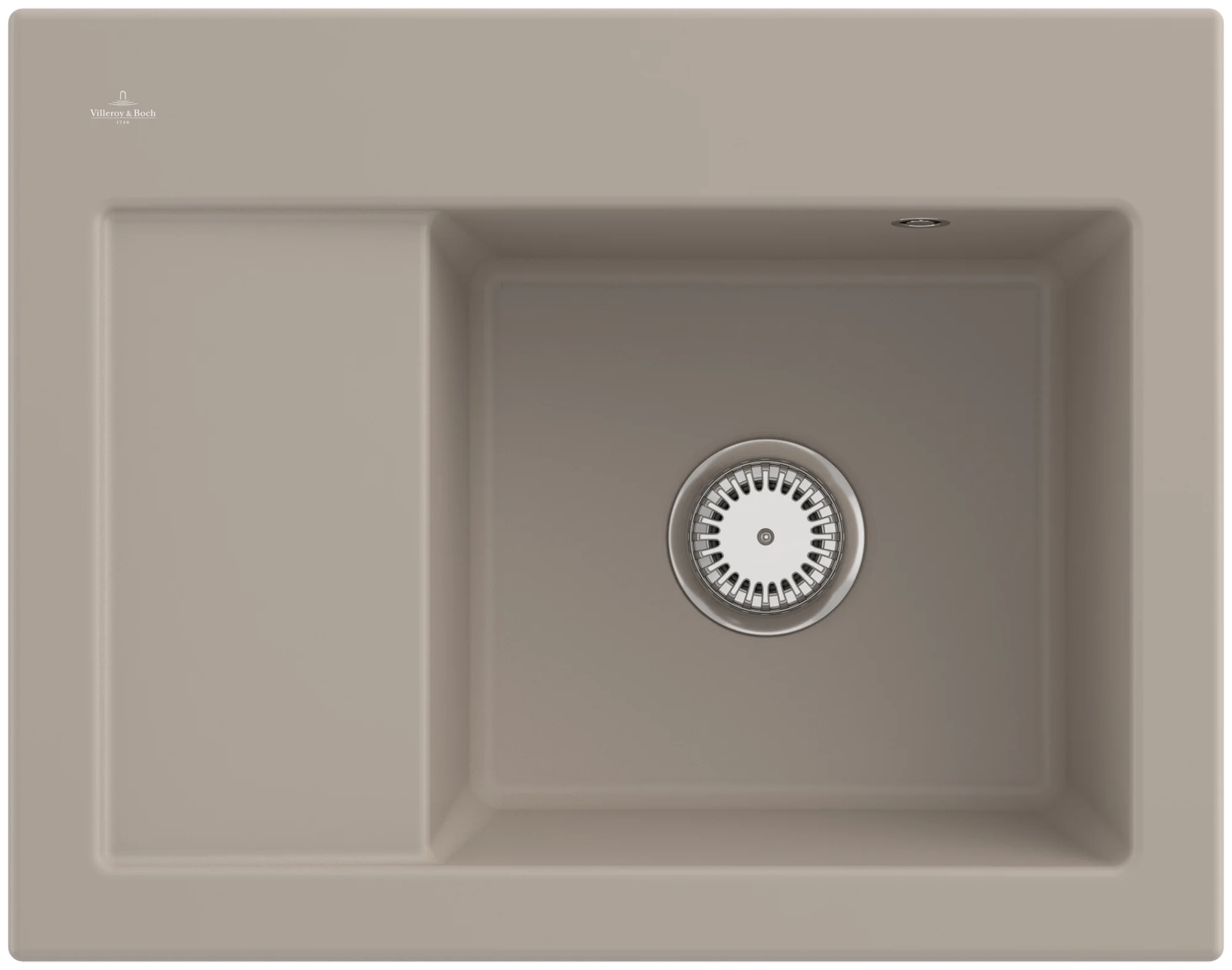 Villeroy & Boch Einbauspüle Subway 45 Compact Almond CeramicPlus 650x510 mm, 220 mm Höhe, Handbetätigung, Keramik, Edelstahl-Armaturen