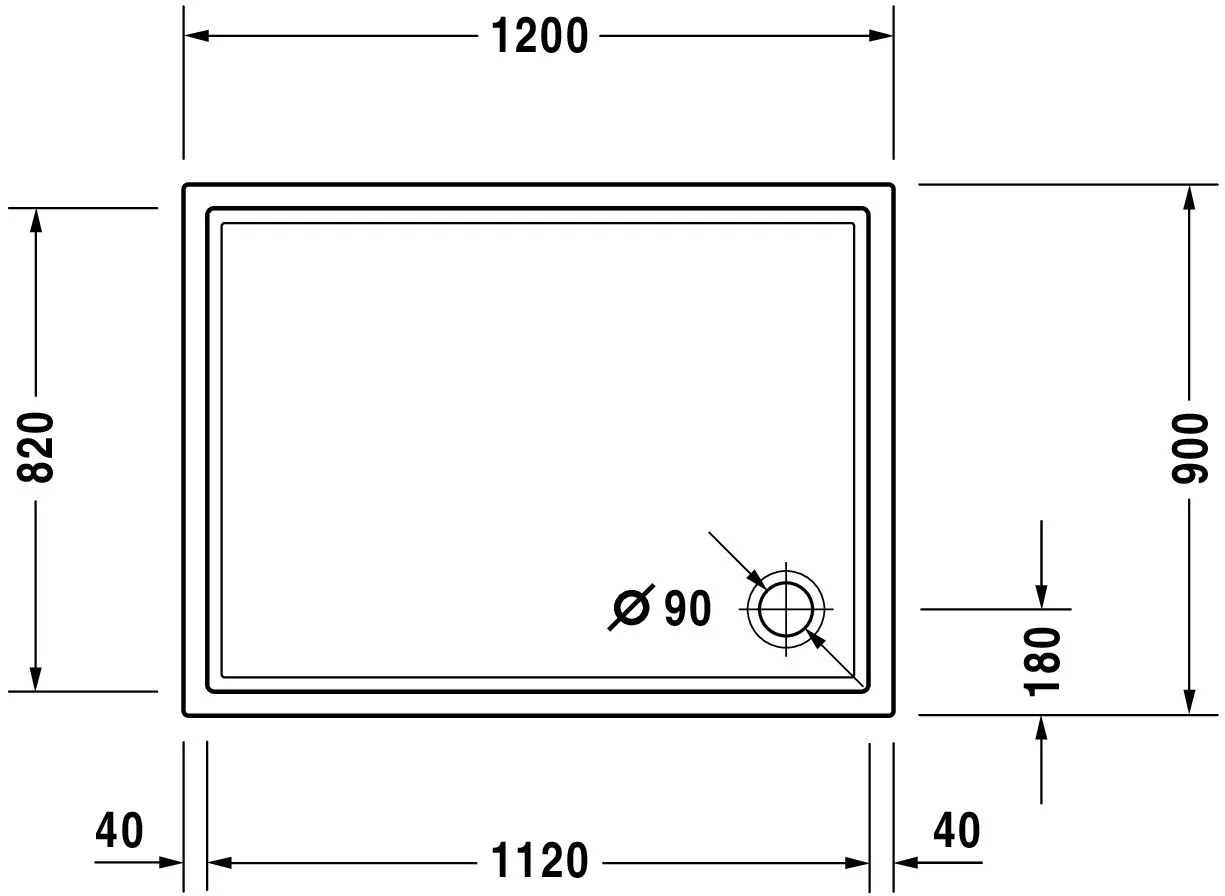 Duravit rechteck Duschwanne „Starck Slimline“ 120 × 90 cm 