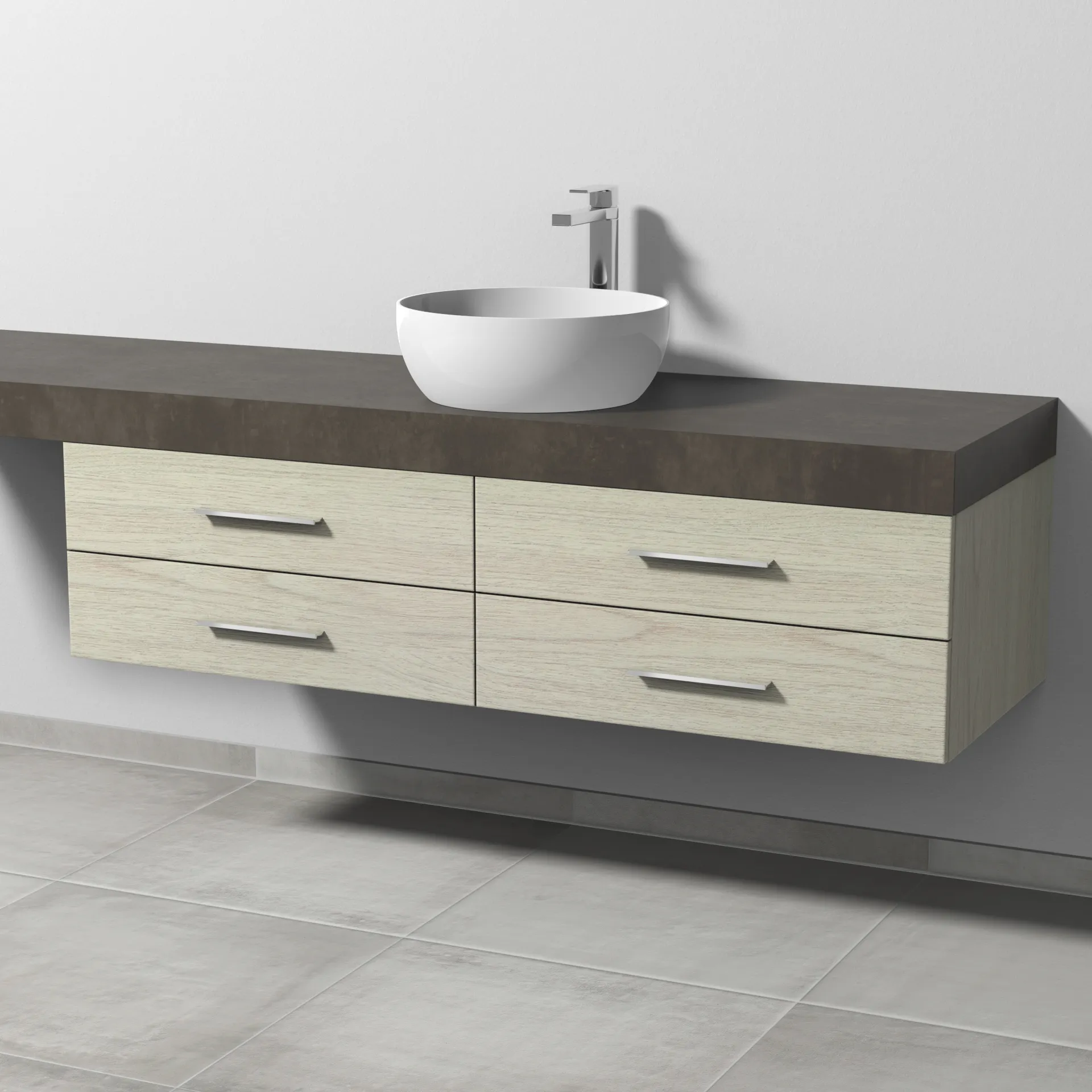 Sanipa Waschtischunterschrank „2morrow“ 1400 × 340 × 520 mm in White Oak