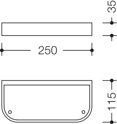 HEWI Ablage „Serie 477“ in 25 × 3,5 × 11,5 cm