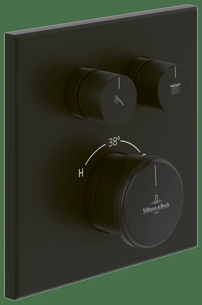 Villeroy & Boch Unterputz-Thermostat Vea, Matt Black, 157x45x157 mm, Zweiwege-Mengenregulierung mit ViPush-Technologie Villeroy & Boch Unterputz-Thermostat Vea, Matt Black, 157x45x157 mm, Zweiwege-Mengenregulierung mit ViPush-Technologie