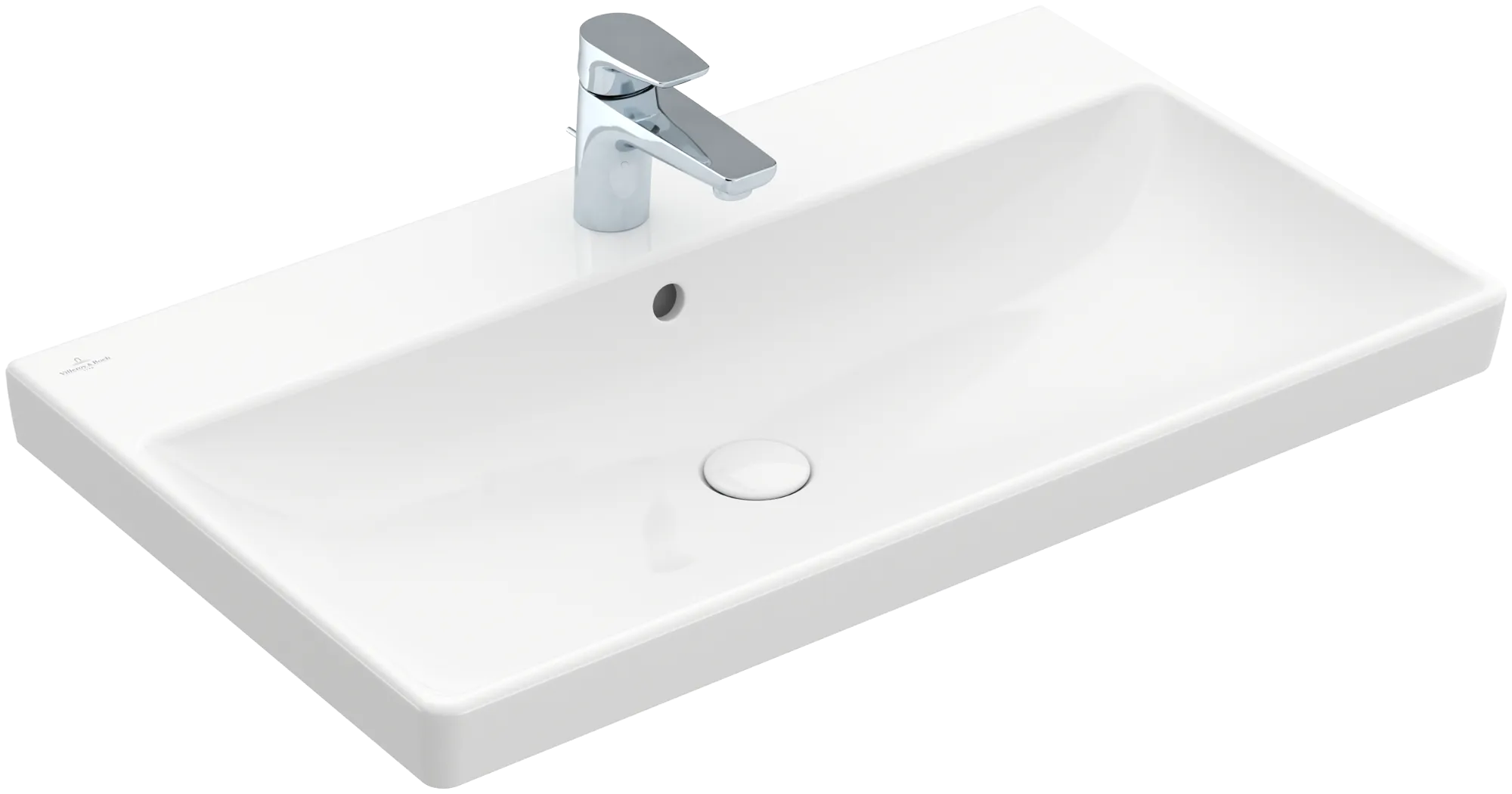 Villeroy & Boch Wandwaschtisch „Avento“ 800 × 470 × 165 mm, für Becken mittig, Hahnlochposition mittig, mit Hahnlochbohrung in Weiß Alpin