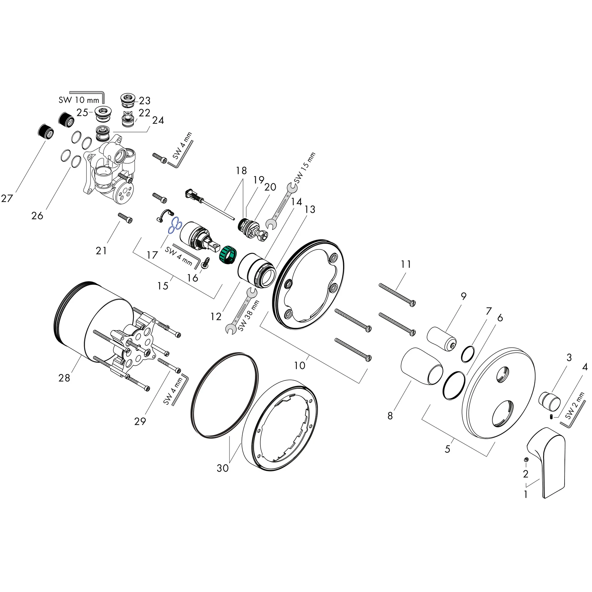 Hansgrohe Rebris E Einhebel-Wannenmischer Unterputz Chrom Hansgrohe Rebris E Einhebel-Wannenmischer Unterputz Chrom