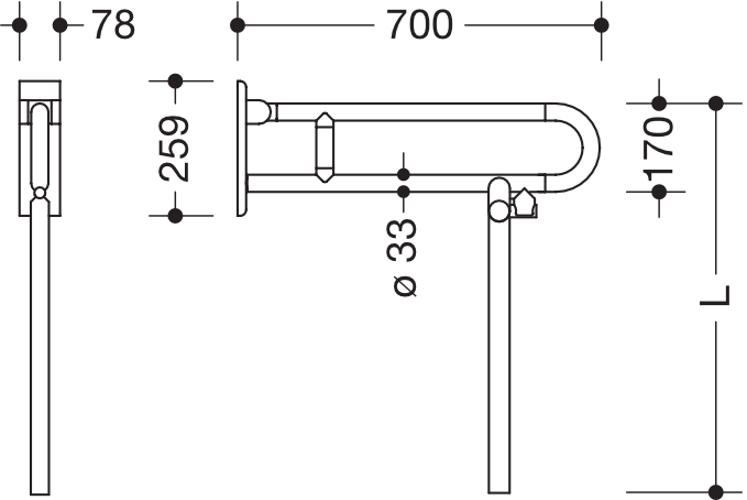 HEWI Stützklappgriff „Serie 801“