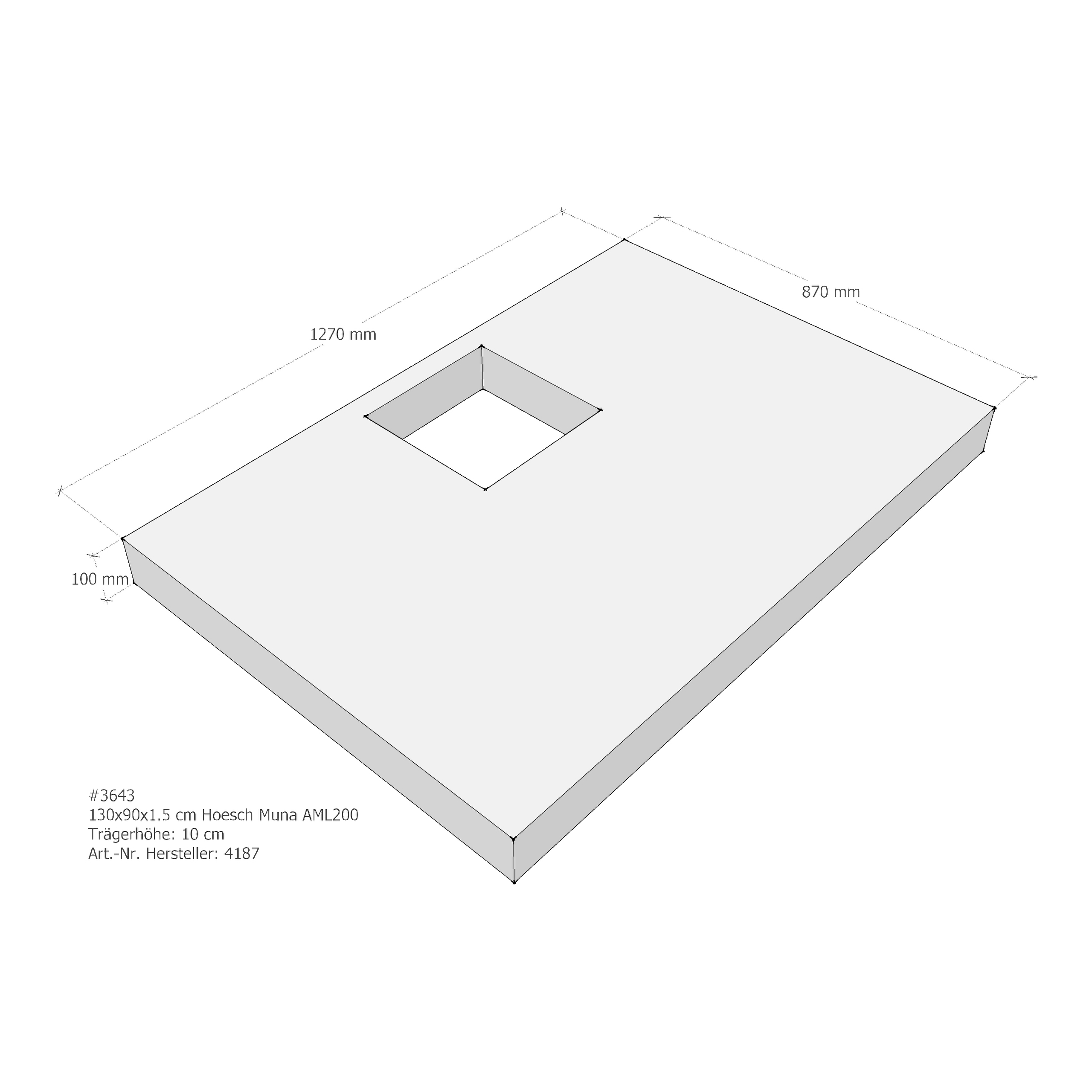 Duschwannenträger für Hoesch Muna 130 × 90 × 1,5 cm Breite: 90 cm / Länge: 130 cm Duschwannenträger für Hoesch Muna 130 × 90 × 1,5 cm Breite: 90 cm / Länge: 130 cm