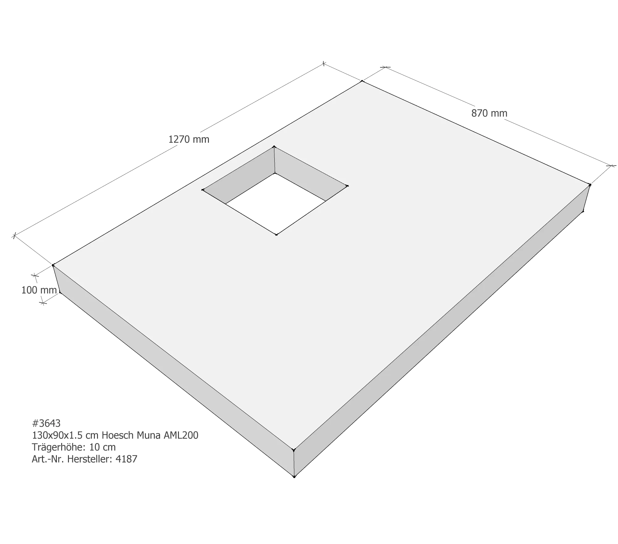 Duschwannenträger passend für Hoesch Muna 130 × 90 × 1,5 cm Duschwannenträger passend für Hoesch Muna 130 × 90 × 1,5 cm