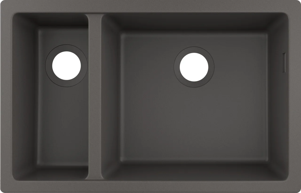 Hansgrohe Unterbauspüle S51 Steingrau, 80 cm, 180x450 mm, SilicaTec, mit Haupt- und Zusatzbecken Hansgrohe Unterbauspüle S51 Steingrau, 80 cm, 180x450 mm, SilicaTec, mit Haupt- und Zusatzbecken