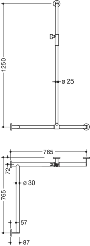 HEWI Haltegriff Ausführung links „System 900“ in Schwarz tiefmatt / Schwarz matt, Befestigung verdeckt