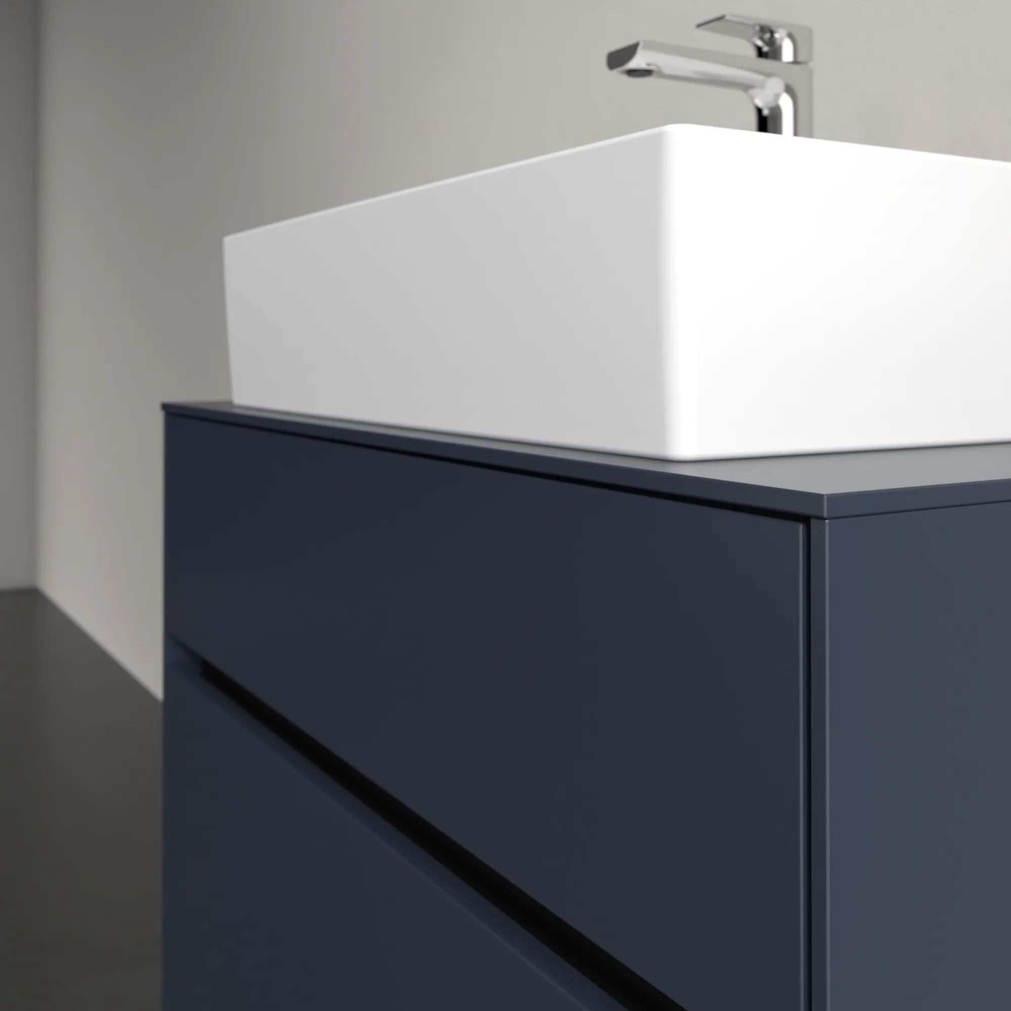 Villeroy & Boch Waschbeckenunterschrank Collaro C12400 Marine Blue, 800x548x500 mm, mit SoftClosing und integrierten Aluminiumgriffen Villeroy & Boch Waschbeckenunterschrank Collaro C12400 Marine Blue, 800x548x500 mm, mit SoftClosing und integrierten Aluminiumgriffen