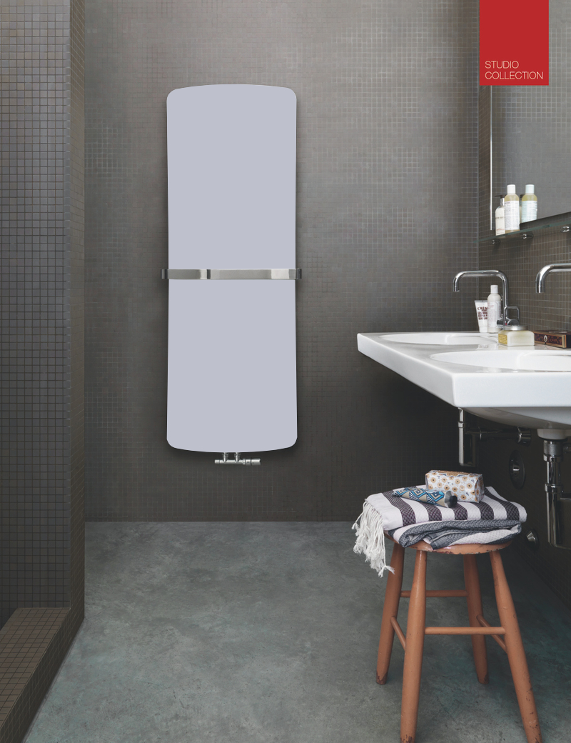 Zehnder Design-Heizkörper „Folio Belt“ für Warmwasser-Zentralheizung mit 50 mm-Mittelanschluss 43 × 115,6 cm in Light Jeans