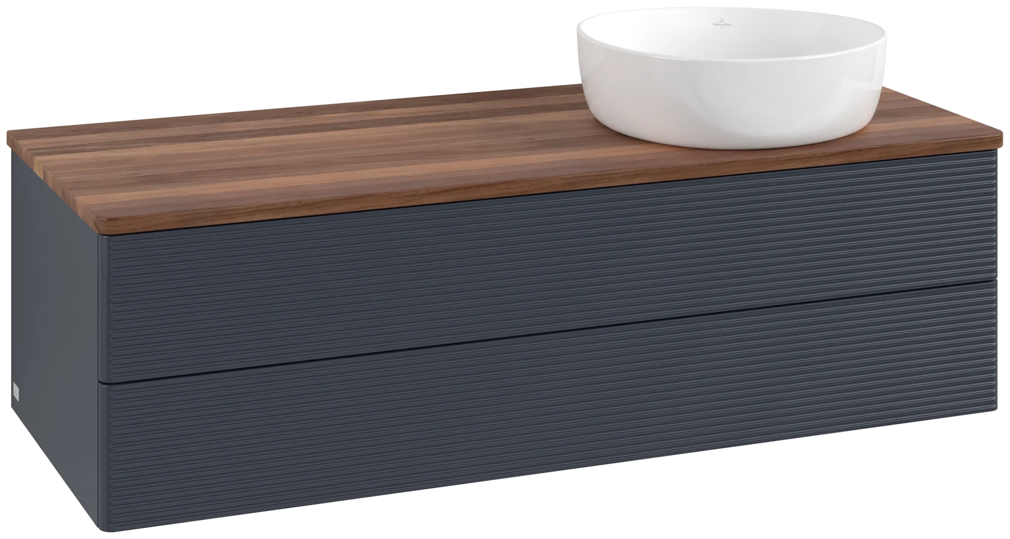 Villeroy & Boch Antao Waschbeckenunterschrank L23_1, 1200x360x500mm, Midnight Blue Matt Lacquer / Warm Walnut