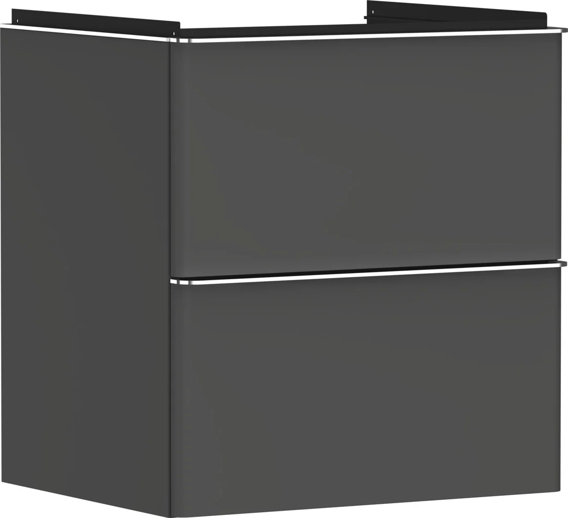 Hansgrohe Xelu Q Waschtischunterschrank Diamantgrau Matt, 580x475 mm, 2 Schubkästen, verchromte Griffe, SoftClose, vormontiert
