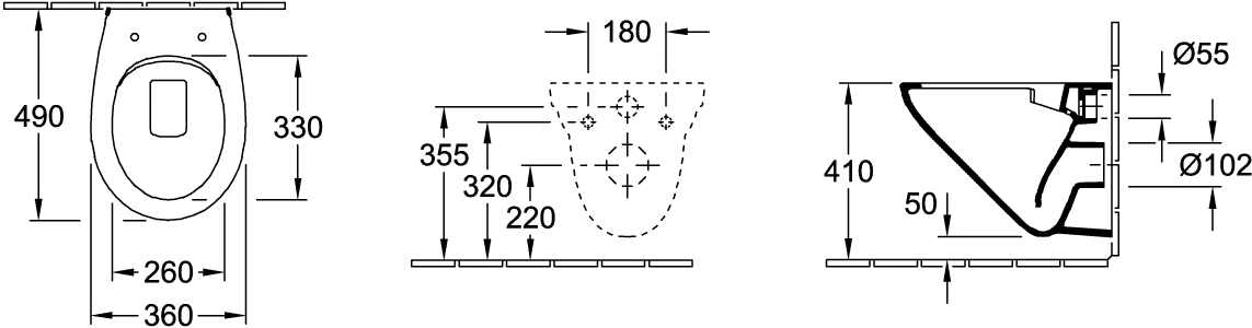 Wand-Tiefspül-WC Combi-Pack DirectFlush „O.novo“ Compact 36 × 38 cm in Weiß Alpin, ohne Spülrand Wand-Tiefspül-WC Combi-Pack DirectFlush „O.novo“ Compact 36 × 38 cm in Weiß Alpin, ohne Spülrand