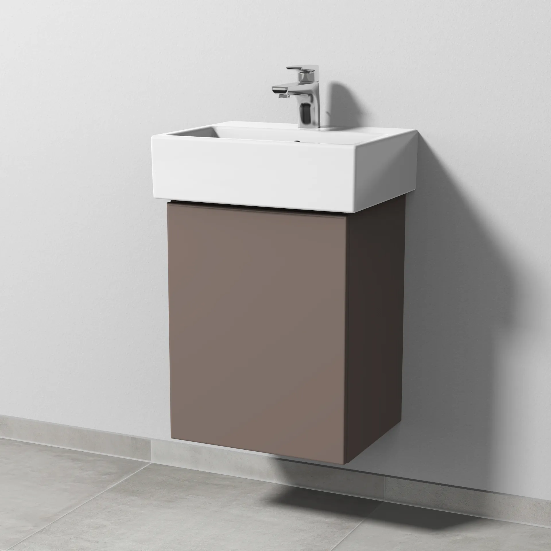 Sanipa Waschtischunterschrank „3way“ passend zu Keramik-Waschtische Vero Air von Duravit 400 × 520 × 332 mm in Taupe (matt), Anschlag links