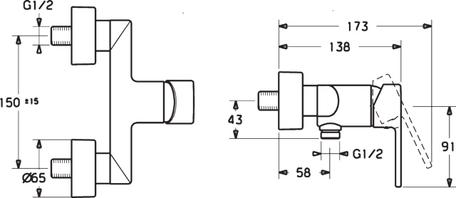 HA Einhebelmischer Brausebatterie HANSARONDA 0367 DN15 Chrom