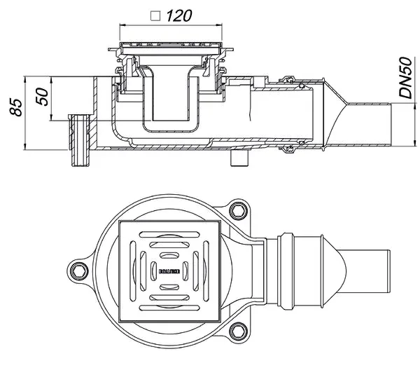 Bodenablauf CIRCO 50.1, DN 50, 120 x 120 mm Bodenablauf CIRCO 50.1, DN 50, 120 x 120 mm