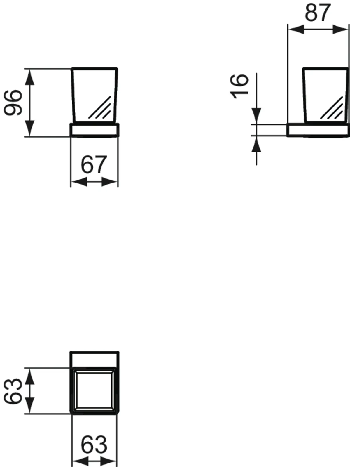 Ideal Standard Glas/Zahnbürstenhalter „ConcaCube“ in Befestigung verdeckt