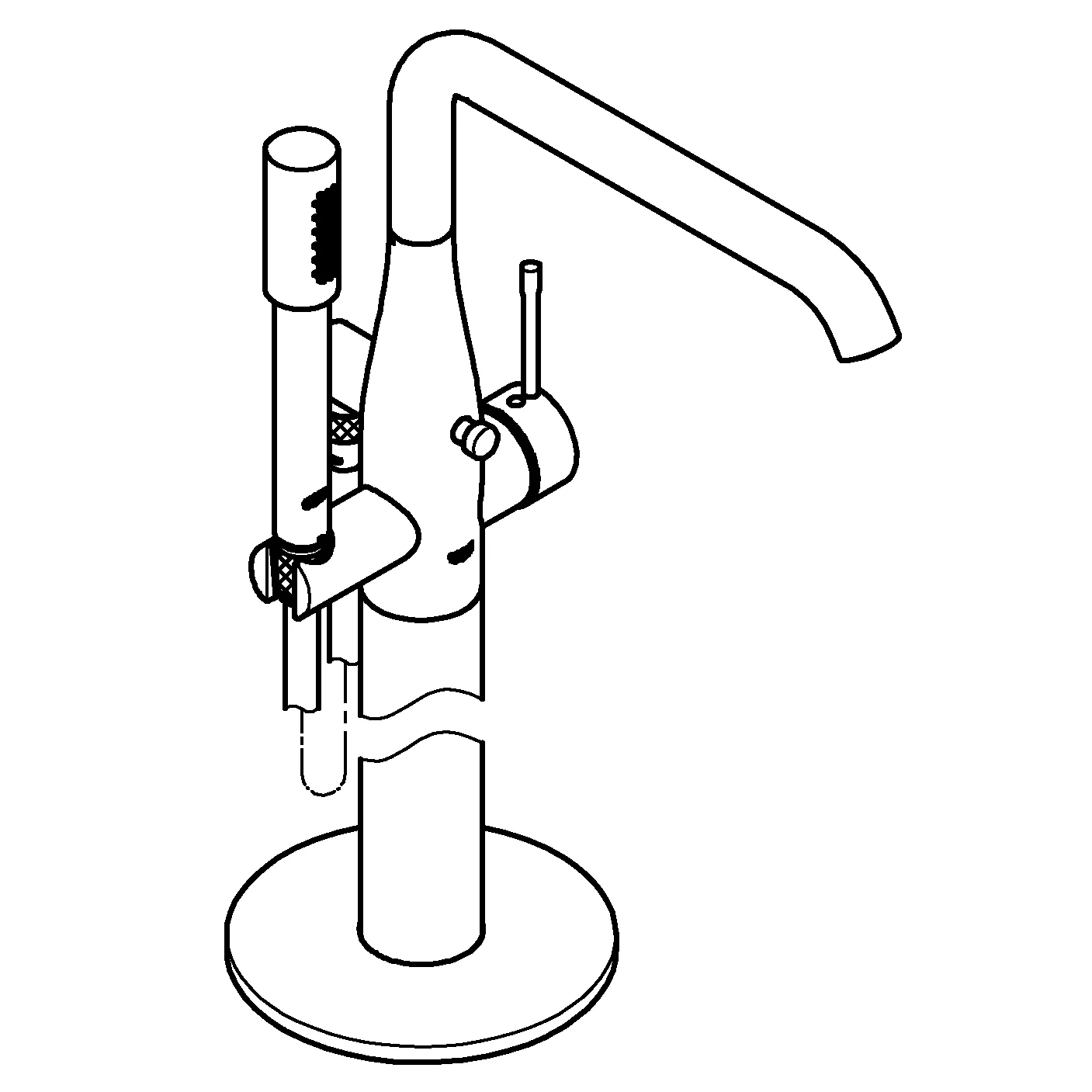 Einhand-Wannenbatterie Essence 25248_1, Bodenmontage, Fertigmontageset für 45 984, Ausladung 277 mm, eigensicher, Professional Edition, chrom Einhand-Wannenbatterie Essence 25248_1, Bodenmontage, Fertigmontageset für 45 984, Ausladung 277 mm, eigensicher, Professional Edition, chrom