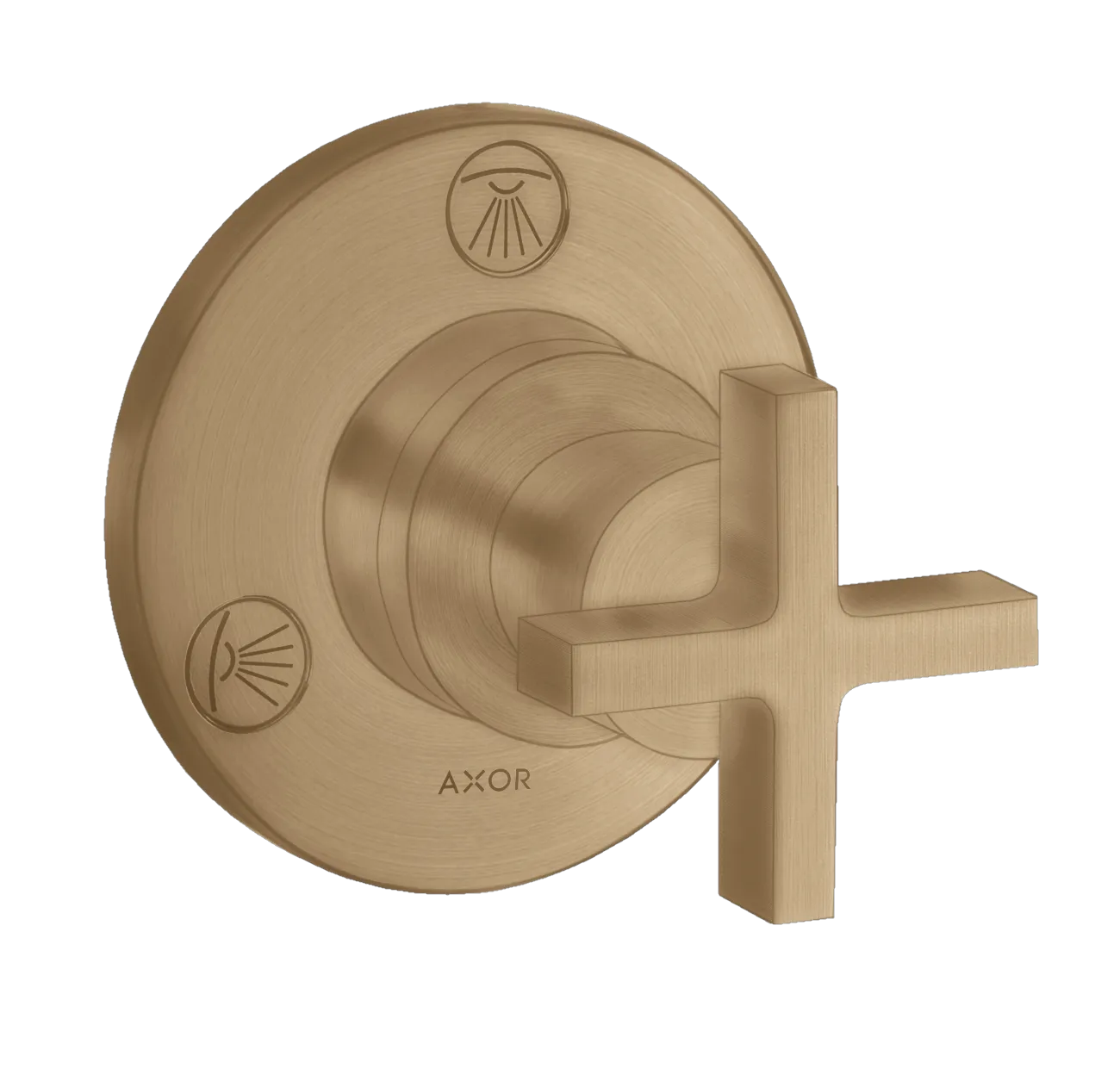 Hansgrohe AXOR Citterio Ab- und Umstellventil Trio/Quattro Unterputz mit Kreuzgriff, Brushed Bronze, DN20 Hansgrohe AXOR Citterio Ab- und Umstellventil Trio/Quattro Unterputz mit Kreuzgriff, Brushed Bronze, DN20