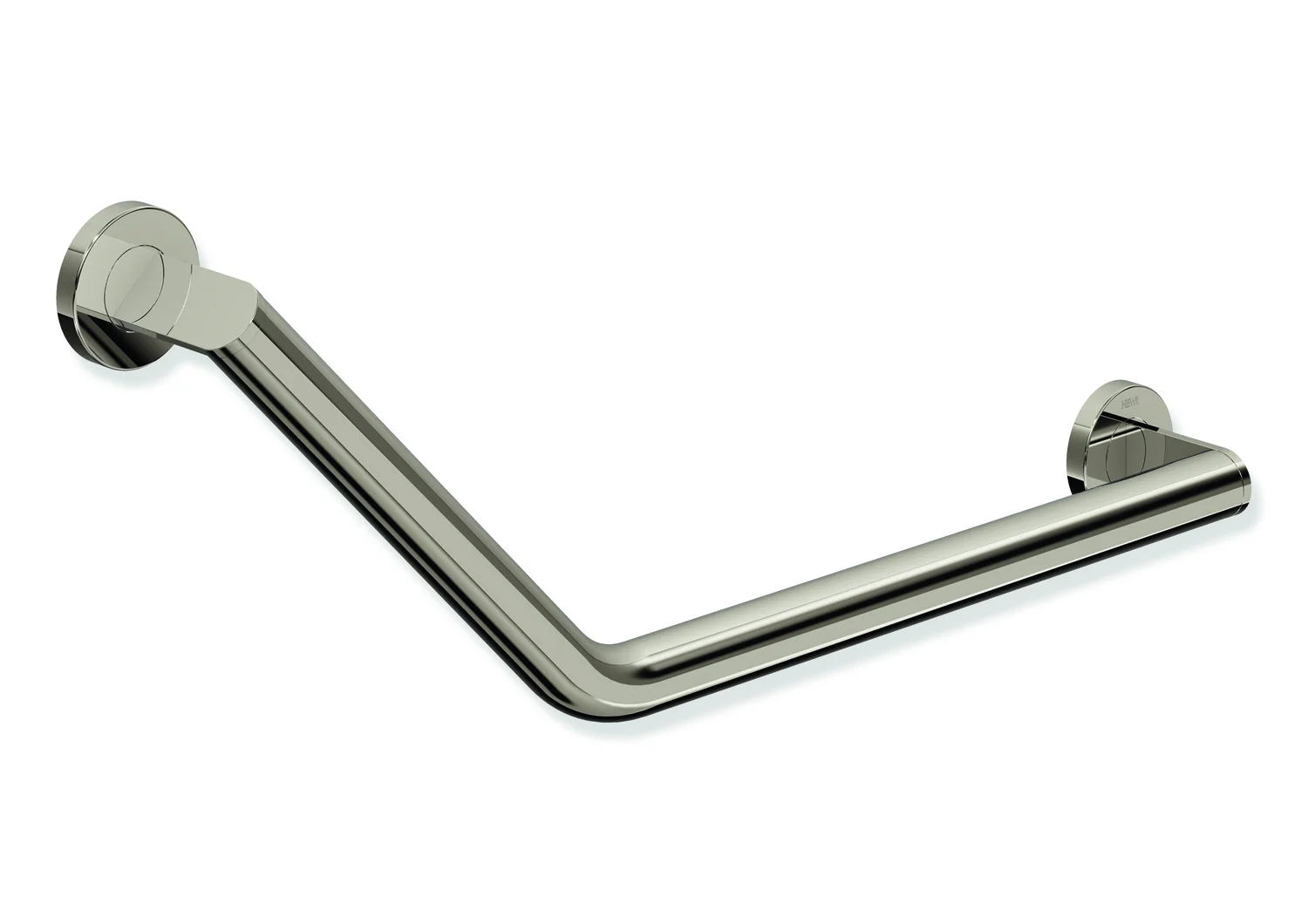 HEWI Winkelgriff System 900, PVD nickelglänzend, Achsmaße 620 mm und 283 mm, Winkel 135°, Durchmesser 32 mm, rechts